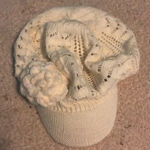 White flower winter hat
